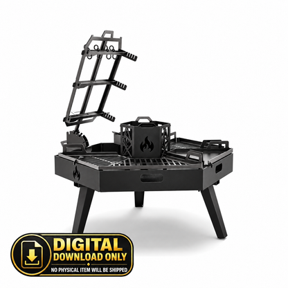BBQ Fire Pit BASE - Folding Legs | DXF + Bending, Welding & Assembly Plans