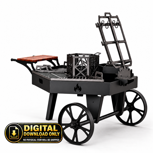 BBQ Fire Pit FULL - with Wheels | DXF + Bending, Welding & Assembly Plans