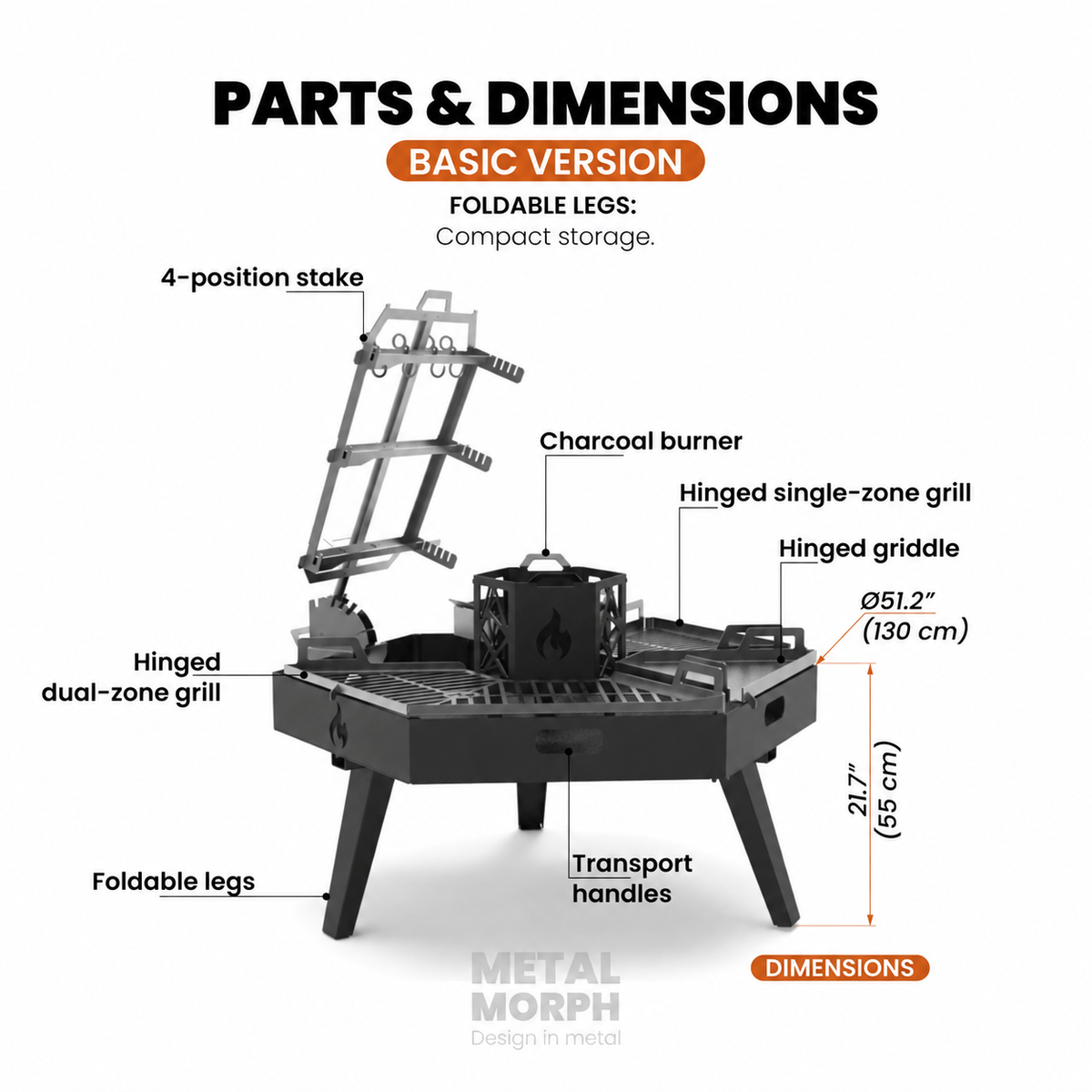 BBQ Fire Pit BASE - Folding Legs | DXF + Bending, Welding & Assembly Plans