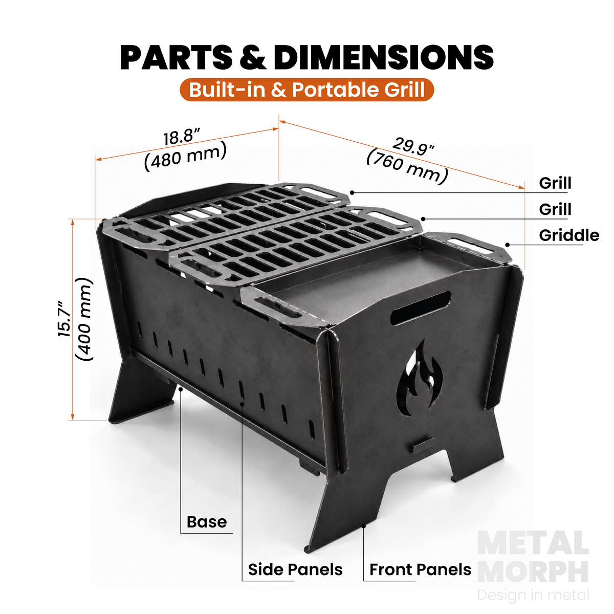 Large Built-In & Portable Grill | DXF File for CNC Cutting + Blueprints