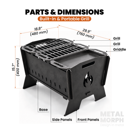 Large Built-In & Portable Grill | DXF File for CNC Cutting + Blueprints