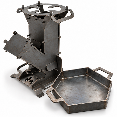 Rocket Stove + Hexagonal Cooking Disc | DXF Files + Fabrication Plans