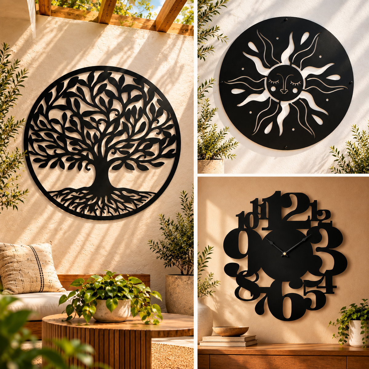 Tree of Life + Sun Wall Art + Large Wall Clock | DXF Files for CNC Cutting